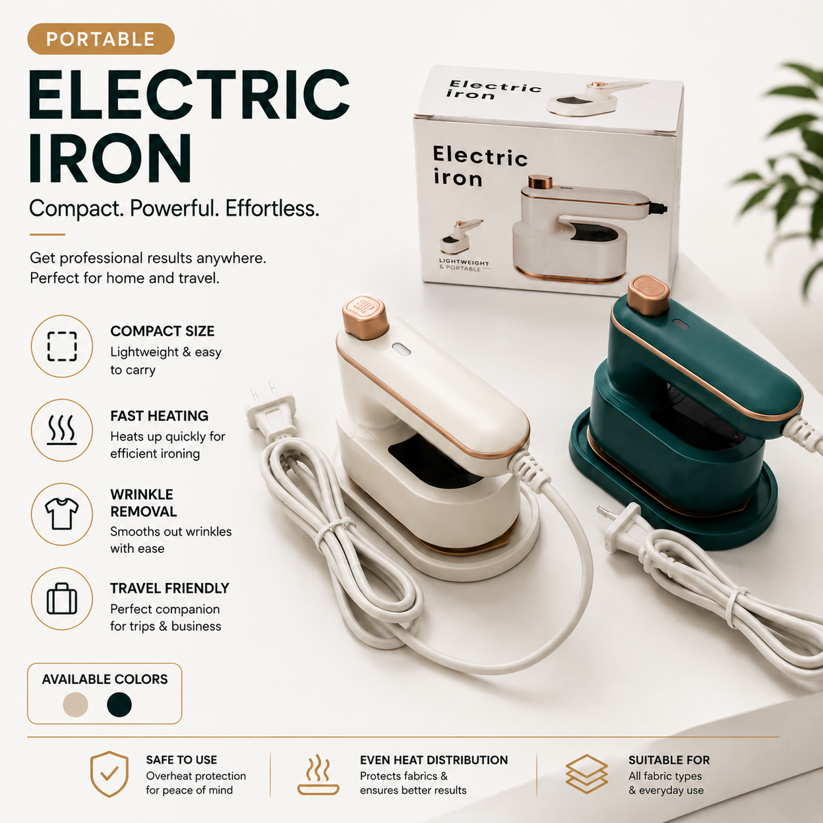 Portable Electric Iron – Compact, Lightweight & Travel-Friendly Clothes Iron